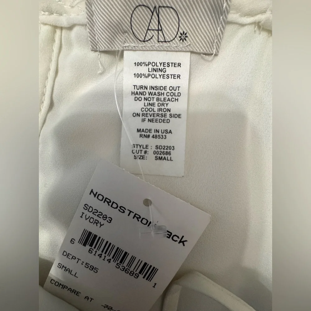 CAD NEW White Ivory With‎ Black Lace Trim Women’s Dress Size Small NWT